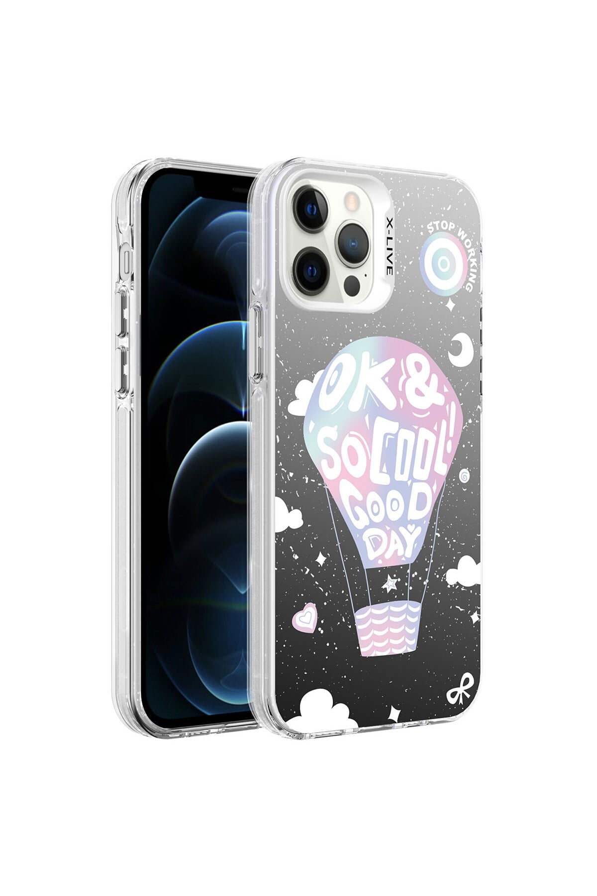 iPhone 12 Pro Max Uyumlu Desenli NVTH Silver Sert Kılıf-Balon