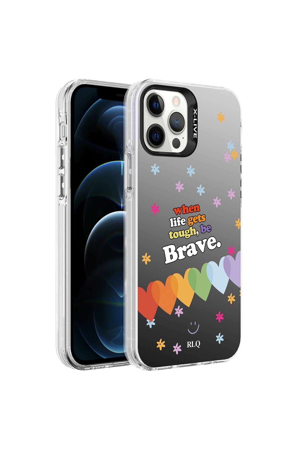 iPhone 12 Pro Max Uyumlu Desenli NVTH Silver Sert Kılıf-Kalp