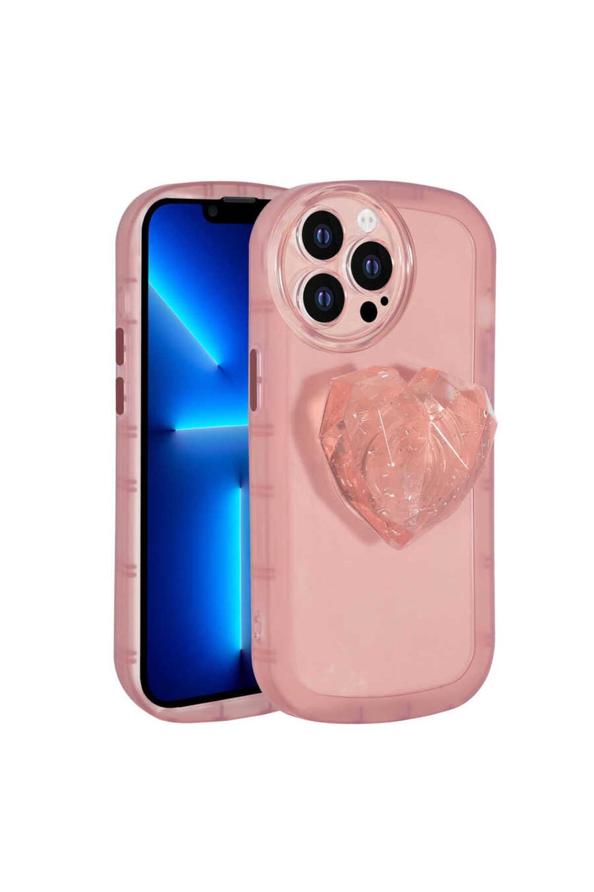 iPhone 12 Pro Max Uyumlu Kamera Korumalı Pop Soketli Renkli NVTH Ofro Kılıf-Pembe