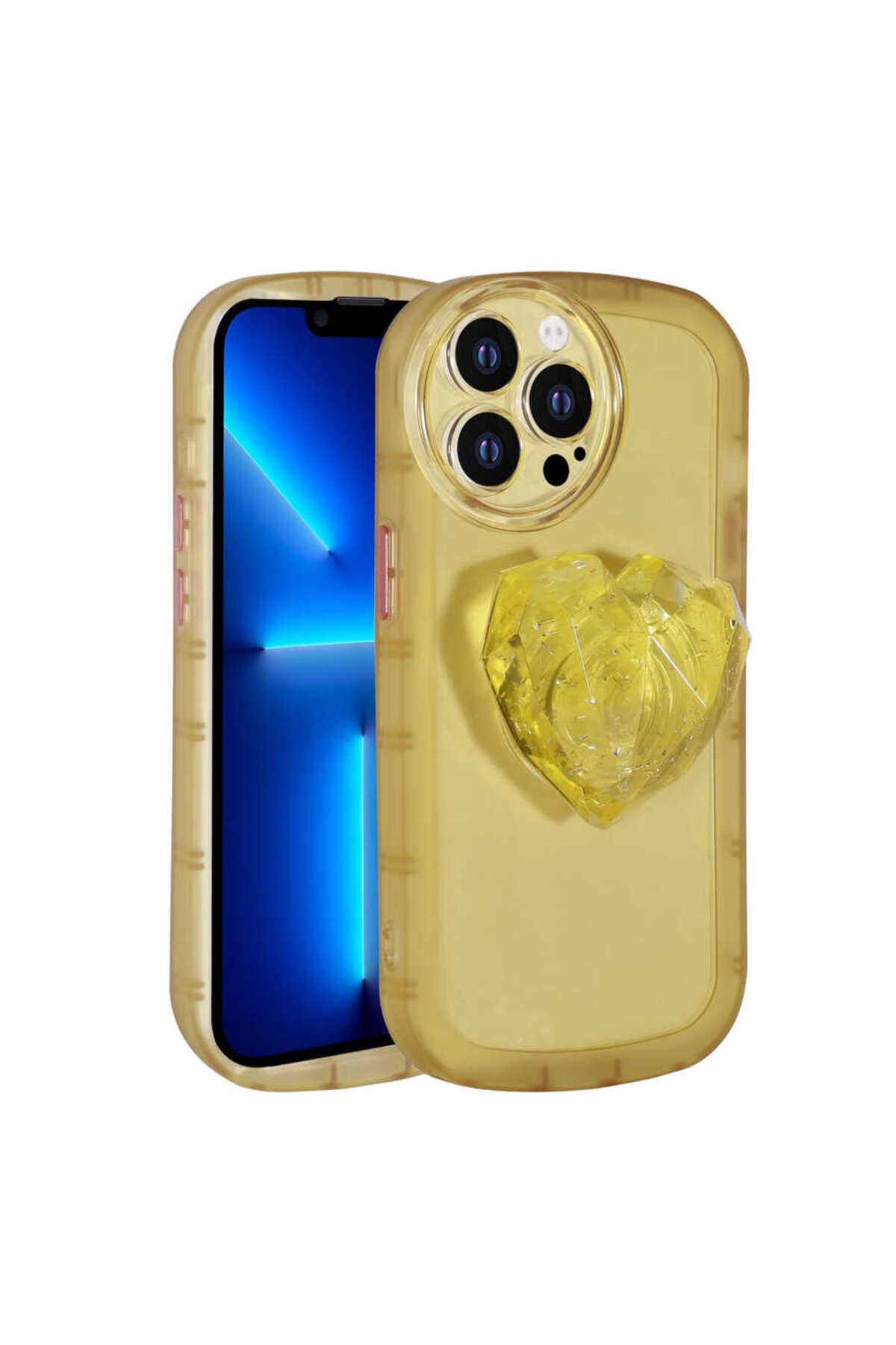 iPhone 12 Pro Max Uyumlu Kamera Korumalı Pop Soketli Renkli NVTH Ofro Kılıf-Sarı
