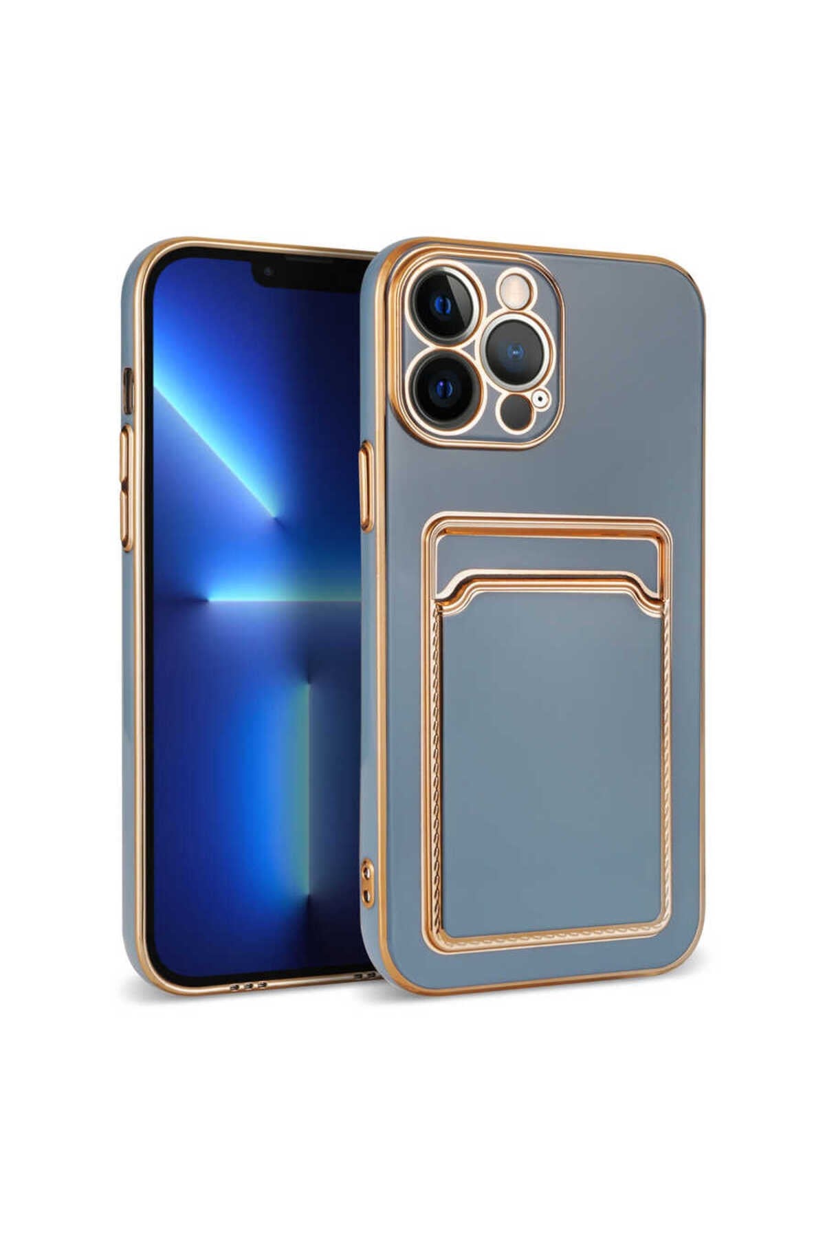 iPhone 12 Pro Max Uyumlu NVTH Bark Kartlıklı Kılıf-Mavi