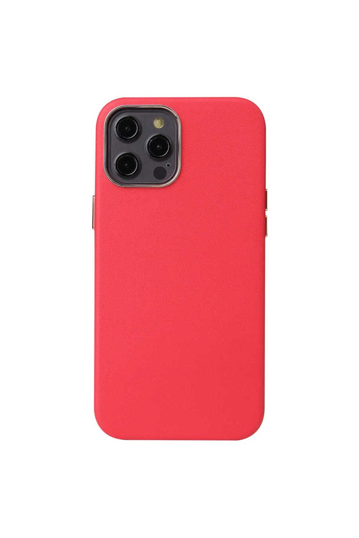 iPhone 12 Pro Max Uyumlu NVTH Leathersafe Wireless Kılıf-Kırmızı