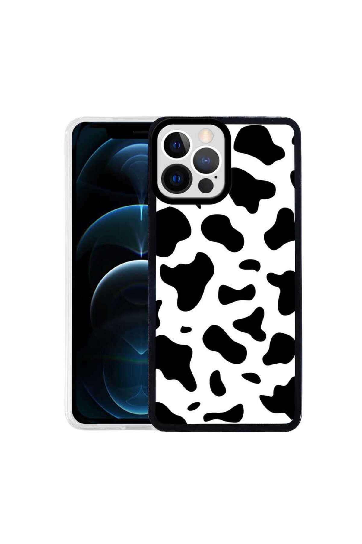 iPhone 12 Pro Max Uyumlu NVTH M-Fit Desenli Kılıf-Cow No1