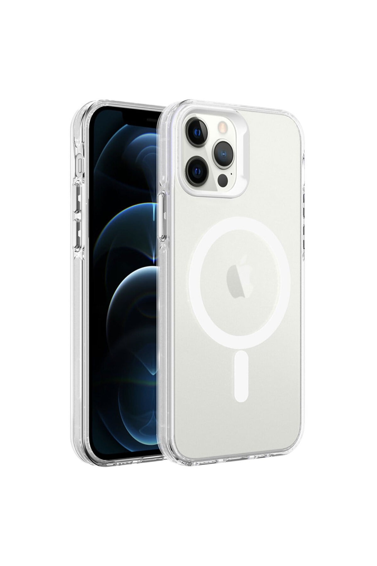iPhone 12 Pro Max Uyumlu NVTH Magsafe Şarj Özellikli Buzlu Transparan C-Pro Sert Kılıf-Renksiz