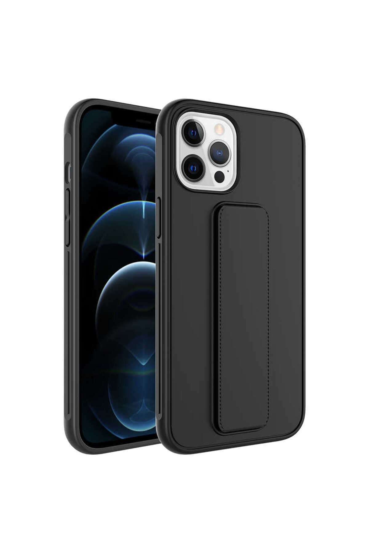 iPhone 12 Pro Max Uyumlu NVTH Qstand Kılıf-Siyah