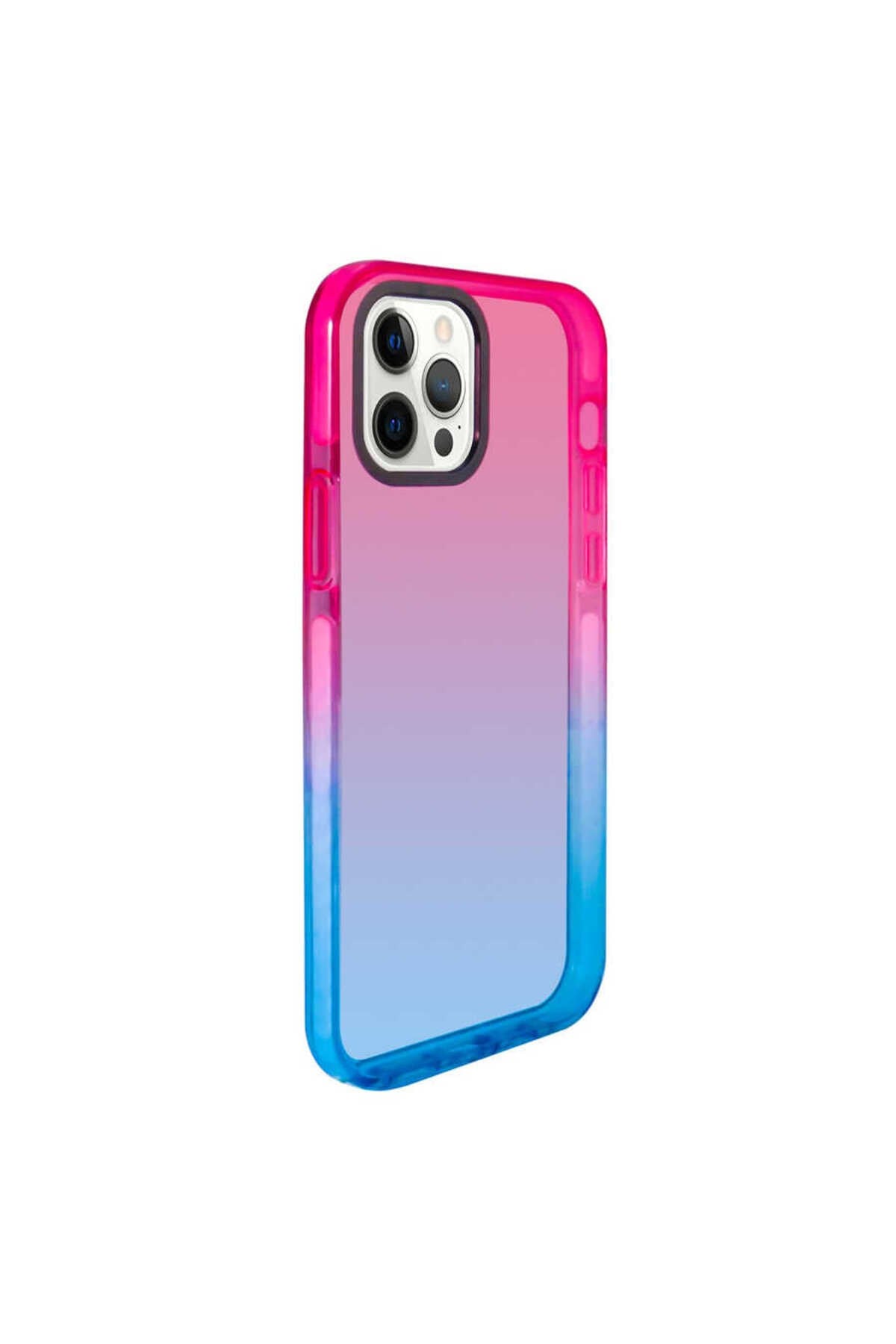 iPhone 12 Pro Max Uyumlu NVTH Renkli Punto Kılıf-Pembe-Mavi