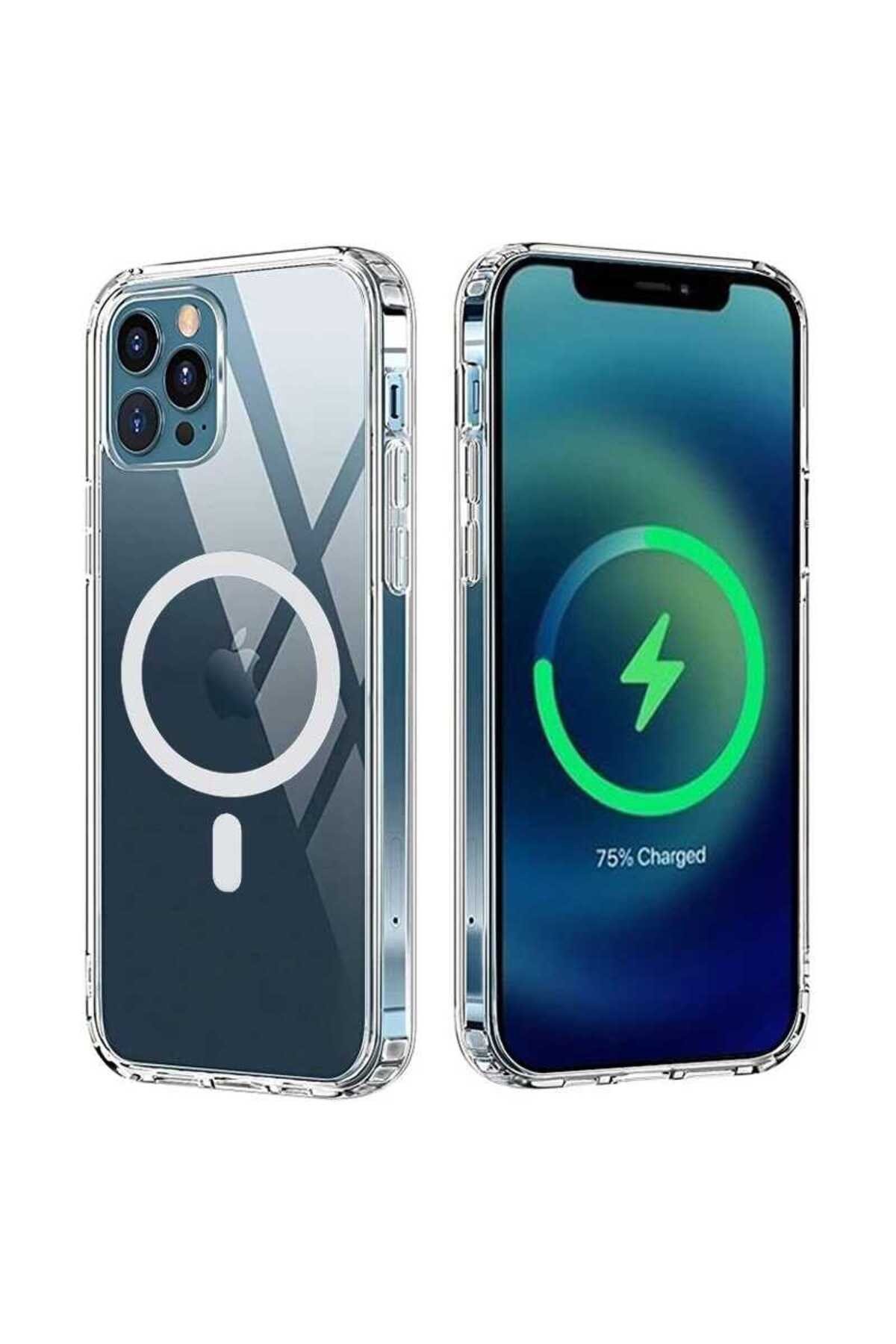 iPhone 12 Pro Max Uyumlu NVTH Tacsafe Wireless Kılıf-Renksiz