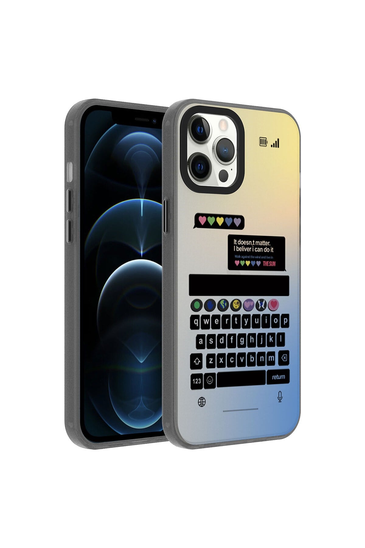 iPhone 12 Pro Uyumlu Desenli NVTH Dragon Sert Kılıf-Klavye