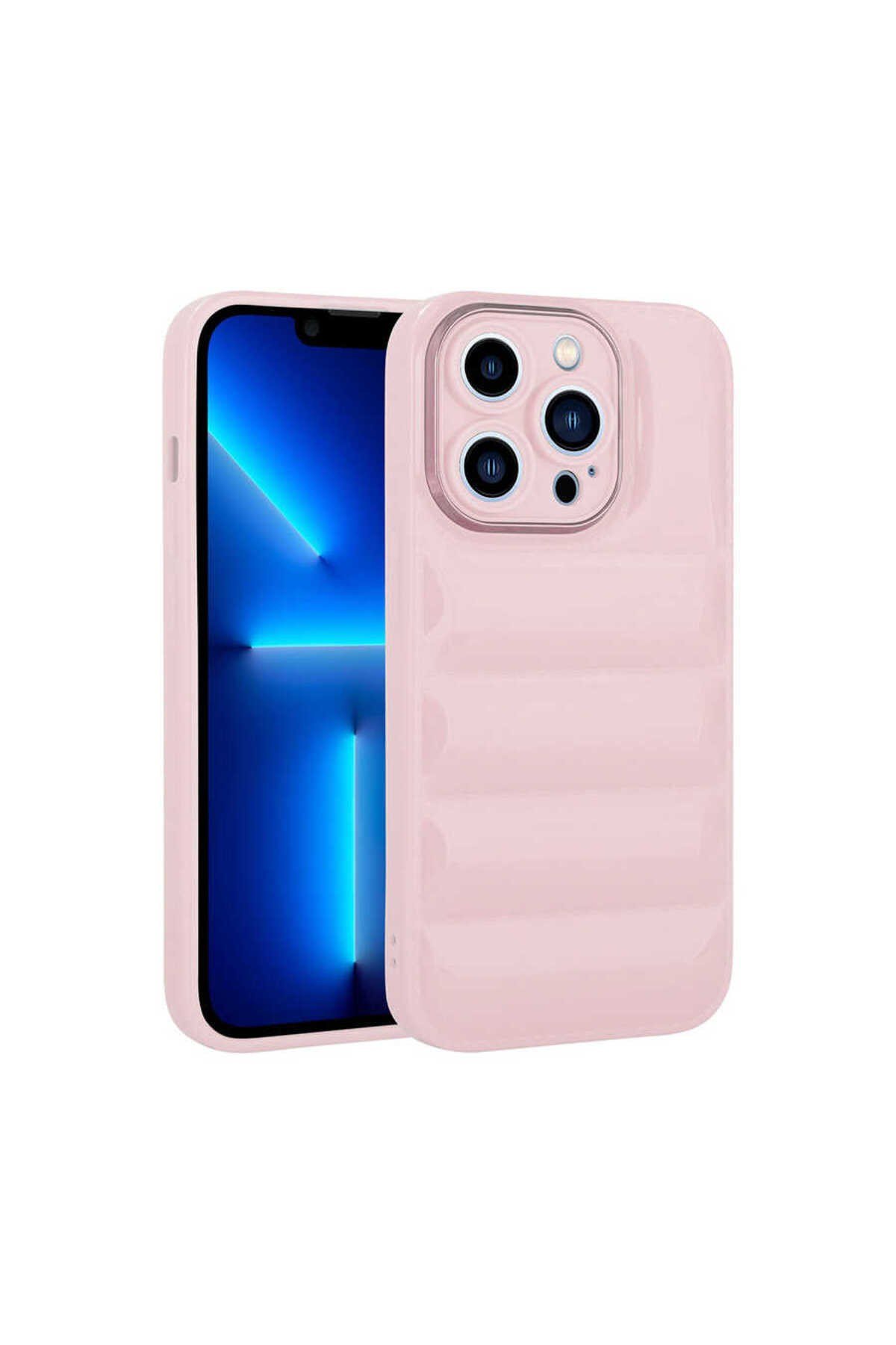 iPhone 12 Pro Uyumlu Kamera Korumalı Parlak AiHTTg'li NVTH Galya Kılıf-Pembe