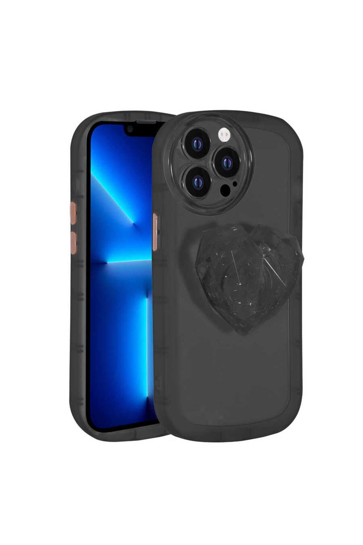 iPhone 12 Pro Uyumlu Kamera Korumalı Pop Soketli Renkli NVTH Ofro Kılıf-Siyah