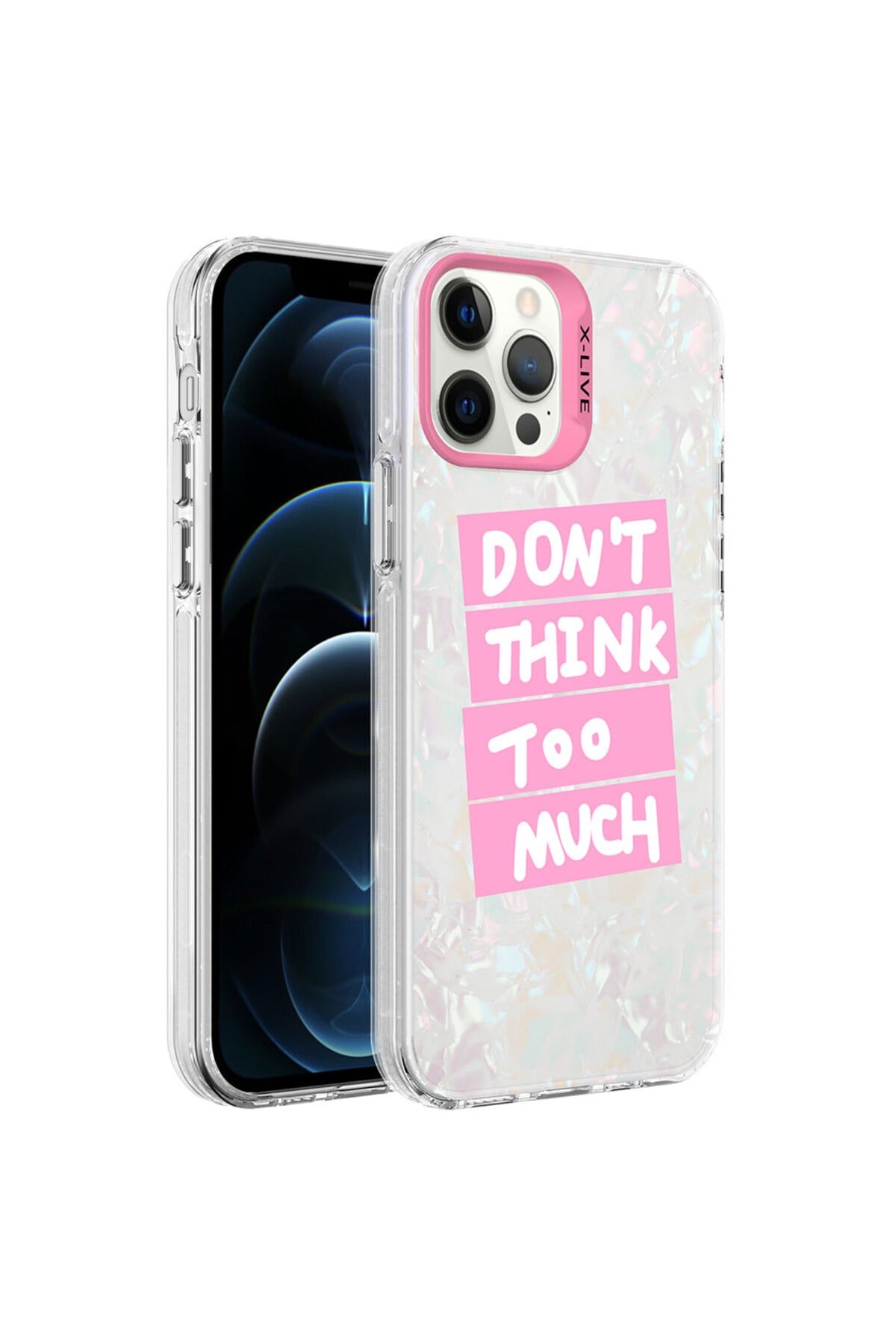 iPhone 12 Pro Uyumlu Mermer Desenli NVTH Marbello Kılıf-Pembe