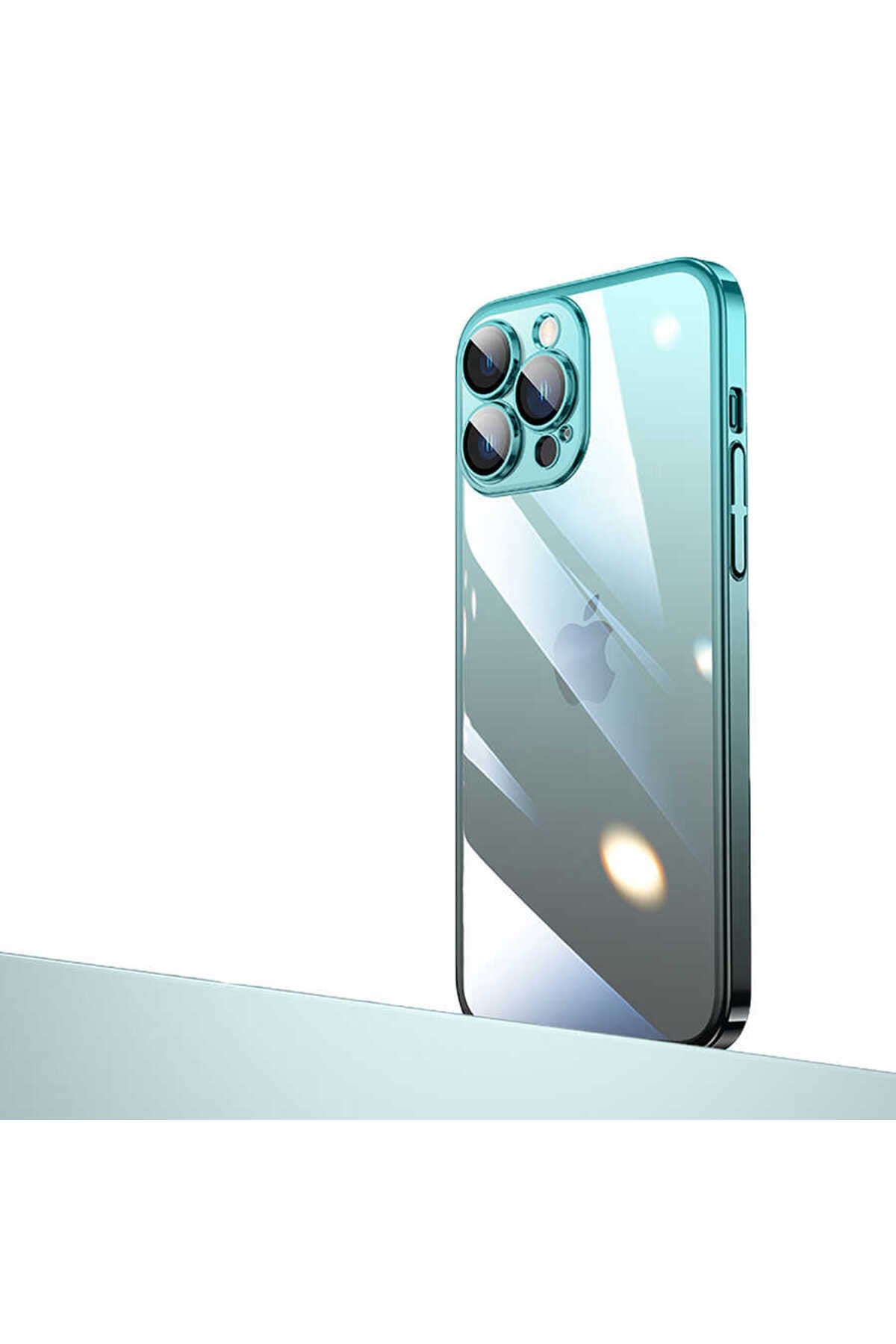 iPhone 12 Pro Uyumlu Parlak Renk Geçişli Kamera Korumalı NVTH Senkron Kılıf-Mavi-Siyah