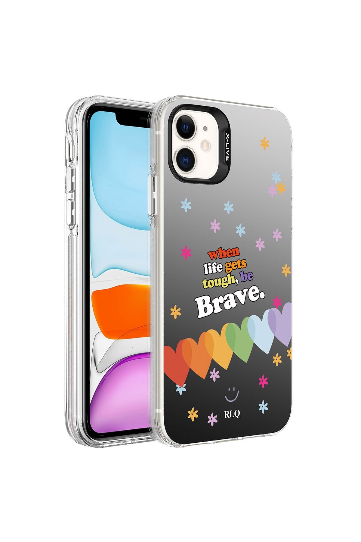 iPhone 12 Uyumlu Desenli NVTH Silver Sert Kılıf-Kalp