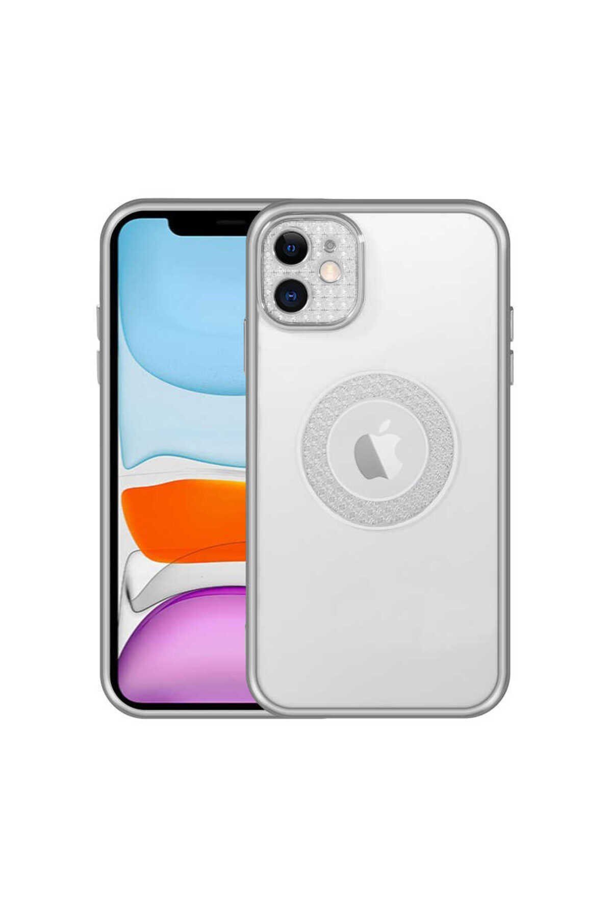 iPhone 12 Uyumlu Kamera Korumalı Logo Gösteren NVTH Esta Kılıf-Gümüş