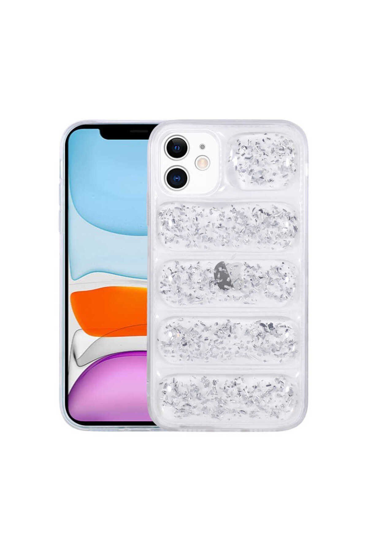 iPhone 12 Uyumlu Kamera Korumalı Simli AiHTTg'li NVTH Dalga Kılıf-Gümüş