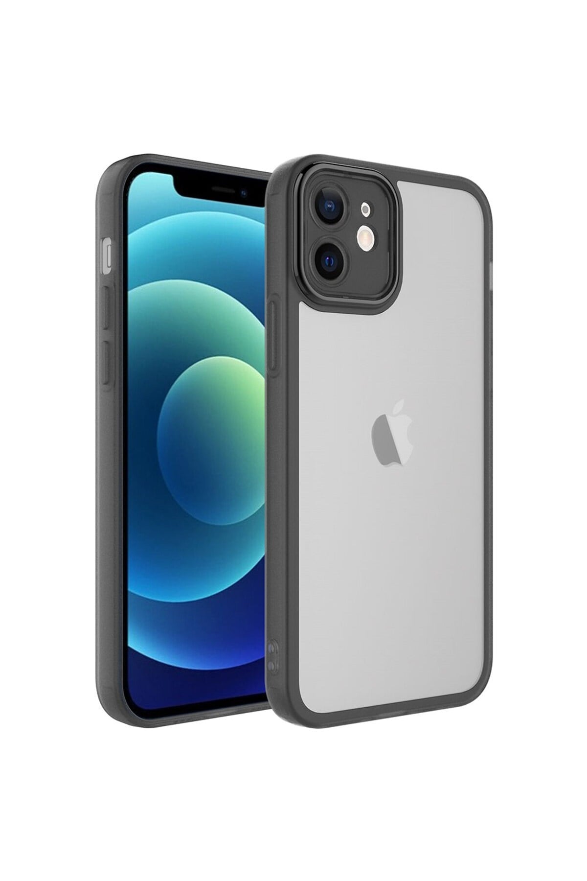 iPhone 12 Uyumlu Kamera Korumalı Transparan NVTH Post Kılıf-Siyah