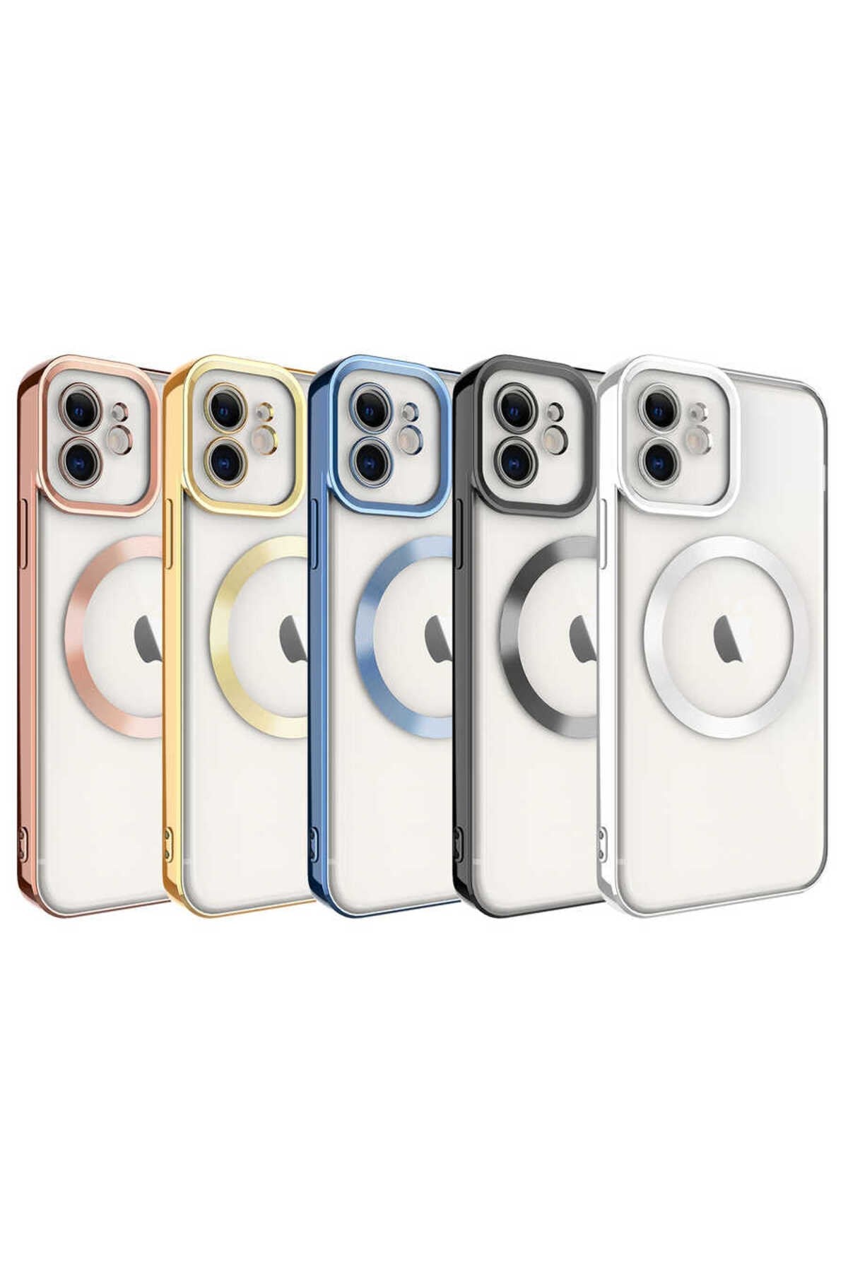 iPhone 12 Uyumlu Magsafe Wireless Şarj Özellikli NVTH Setro Silikon-Rose Gold
