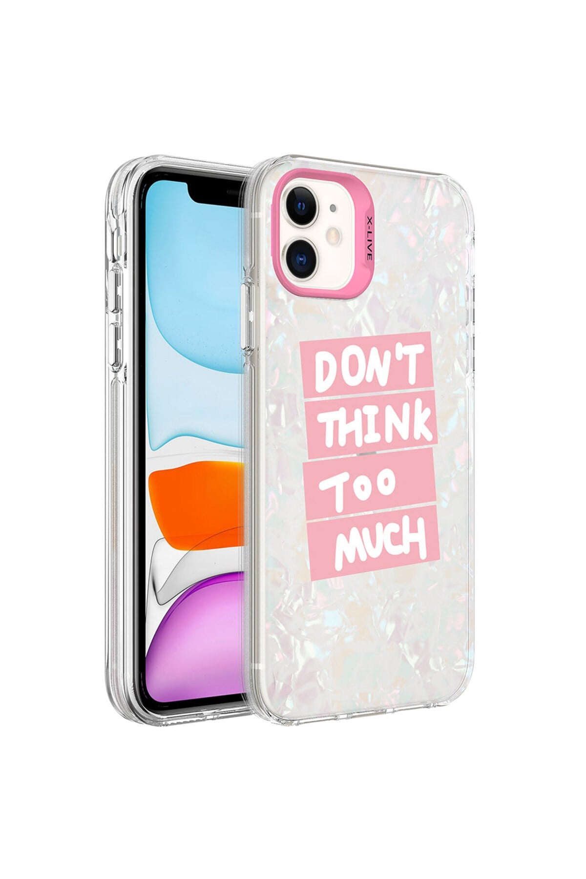 iPhone 12 Uyumlu Mermer Desenli NVTH Marbello Kılıf-Pembe