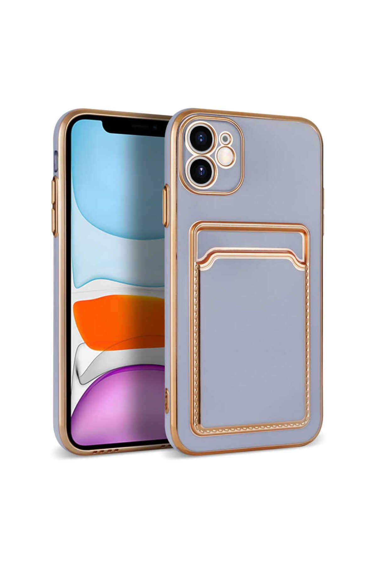 iPhone 12 Uyumlu NVTH Bark Kartlıklı Kılıf-Lila