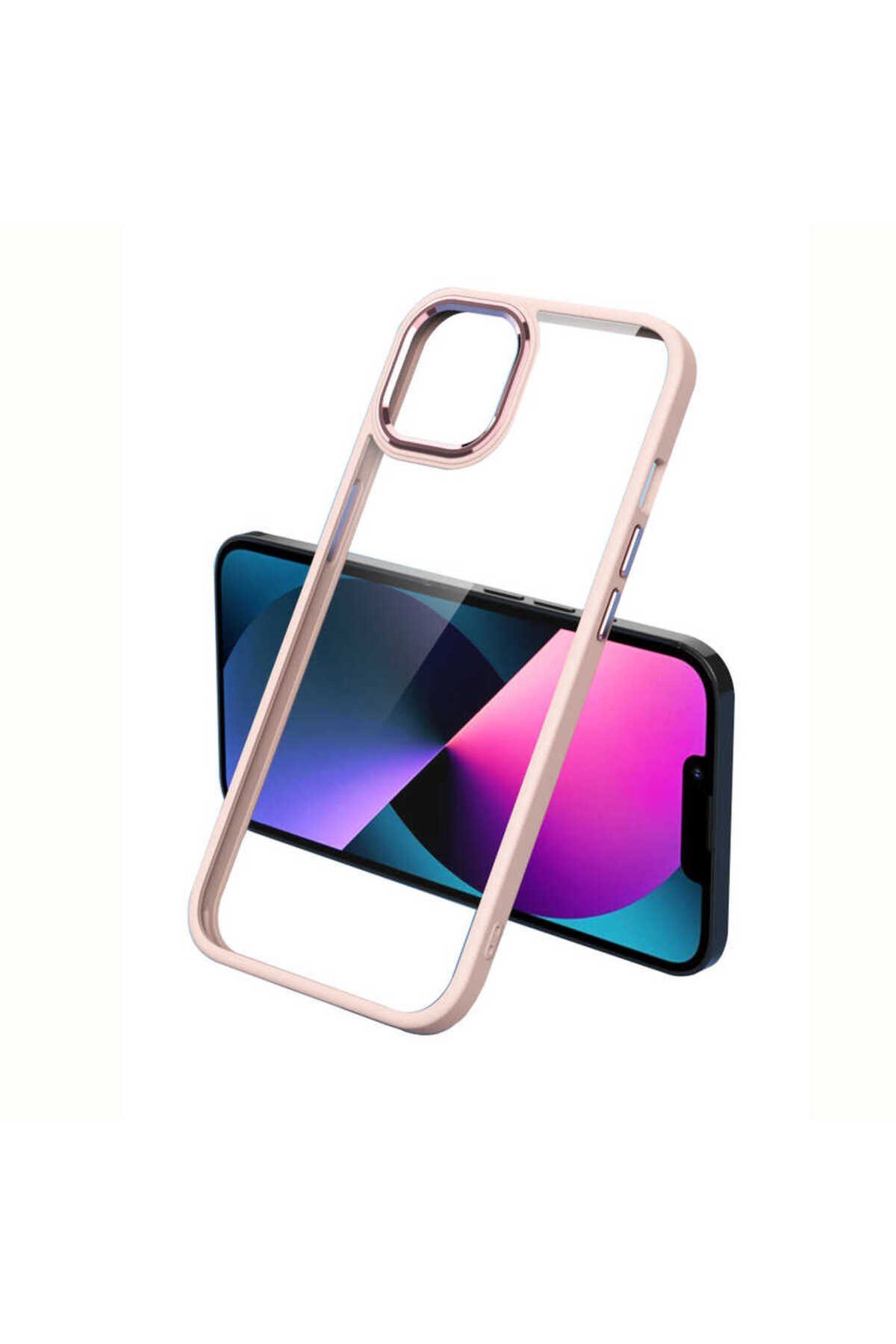 iPhone 12 Uyumlu NVTH Krom Kılıf-Pembe Açık