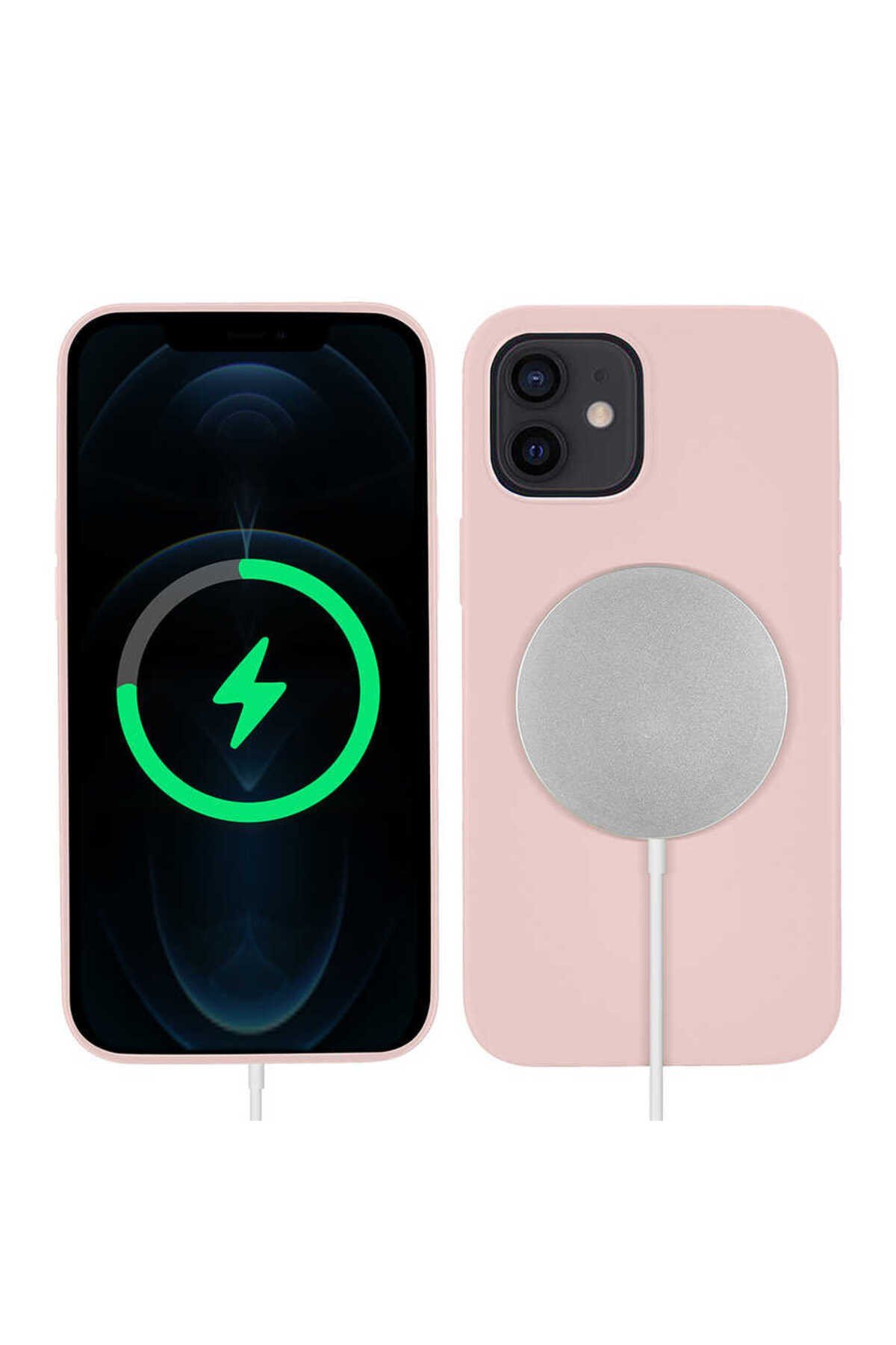 iPhone 12 Uyumlu NVTH Silksafe Wireless Kılıf-Pembe Açık