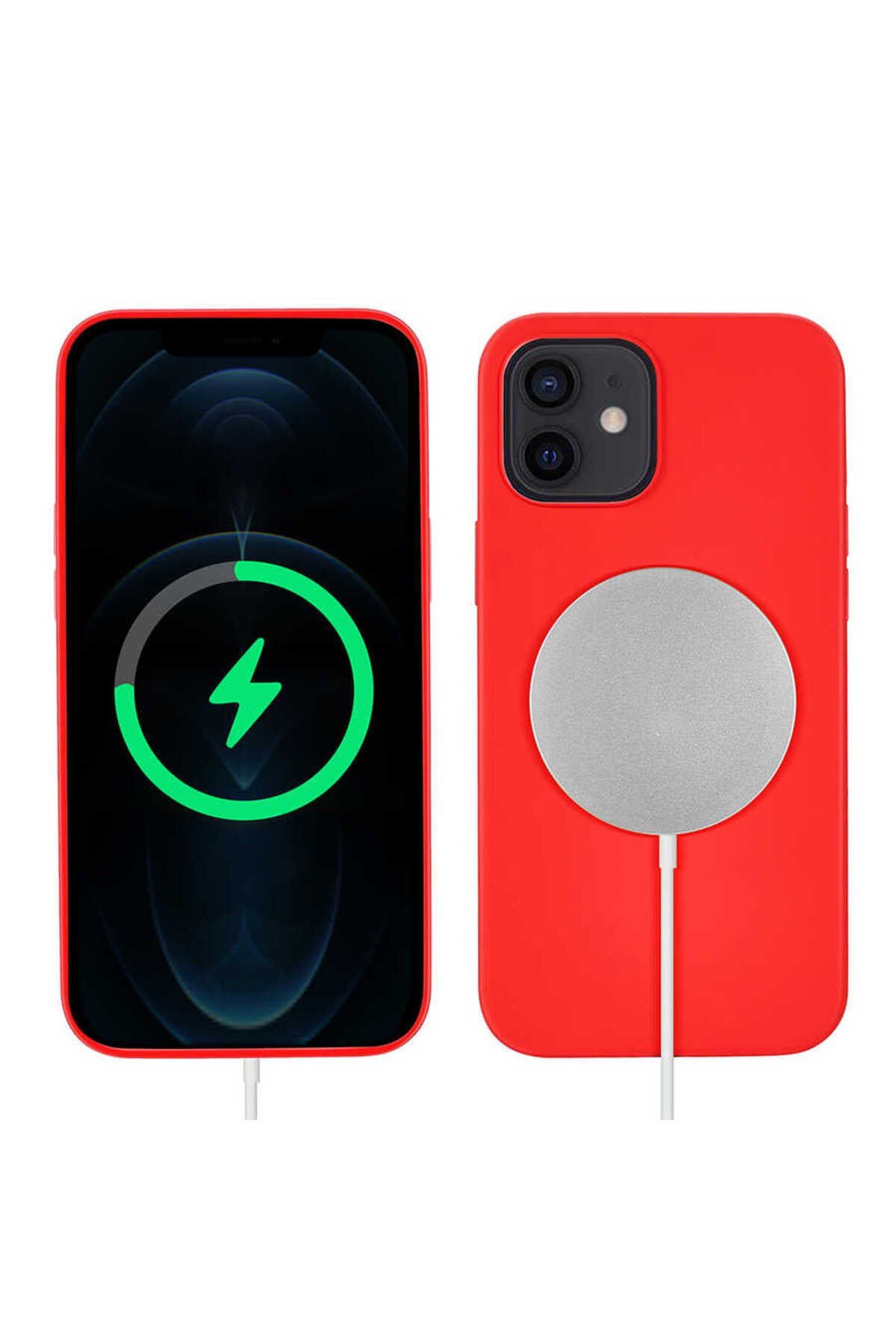 iPhone 12 Uyumlu NVTH Silksafe Wireless Kılıf-Kırmızı