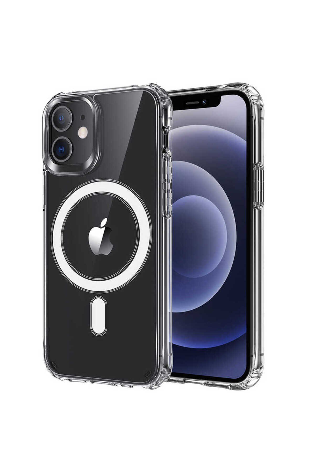 iPhone 12 Uyumlu NVTH Tacsafe Wireless Kılıf-Renksiz