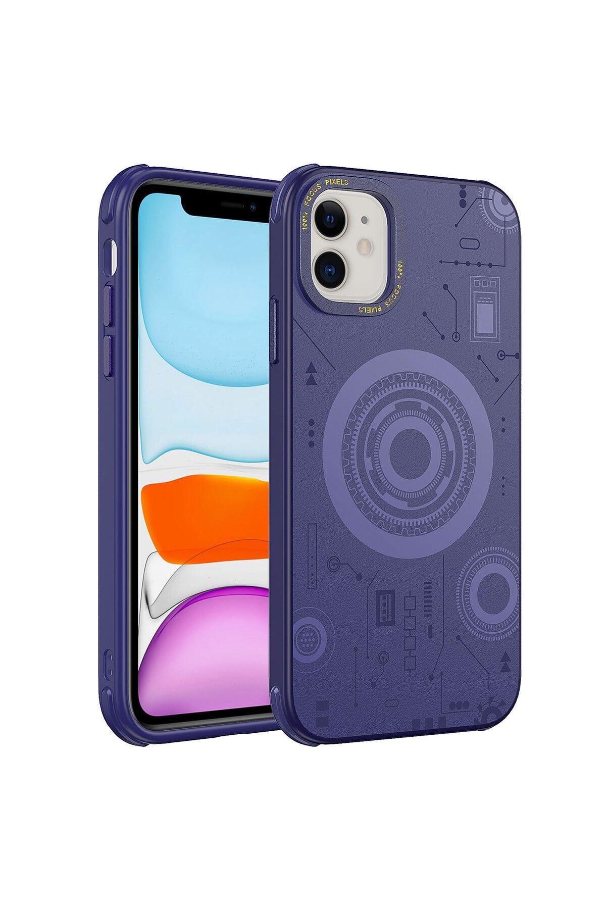 iPhone 12 Uyumlu NVTH Wireless Şarj Özellikli Desenli Hot Kılıf-Derin Mor