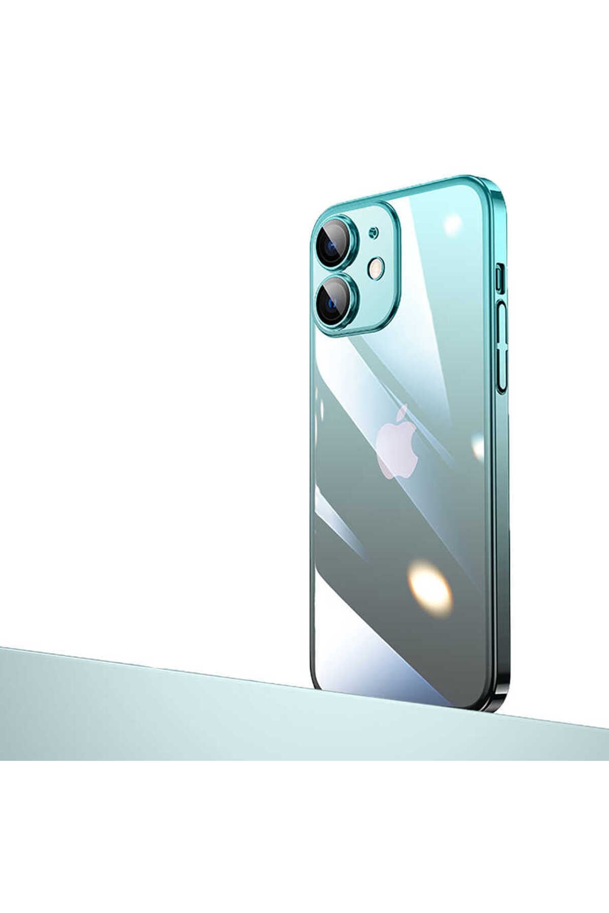 iPhone 12 Uyumlu Parlak Renk Geçişli Kamera Korumalı NVTH Senkron Kılıf-Mavi-Siyah