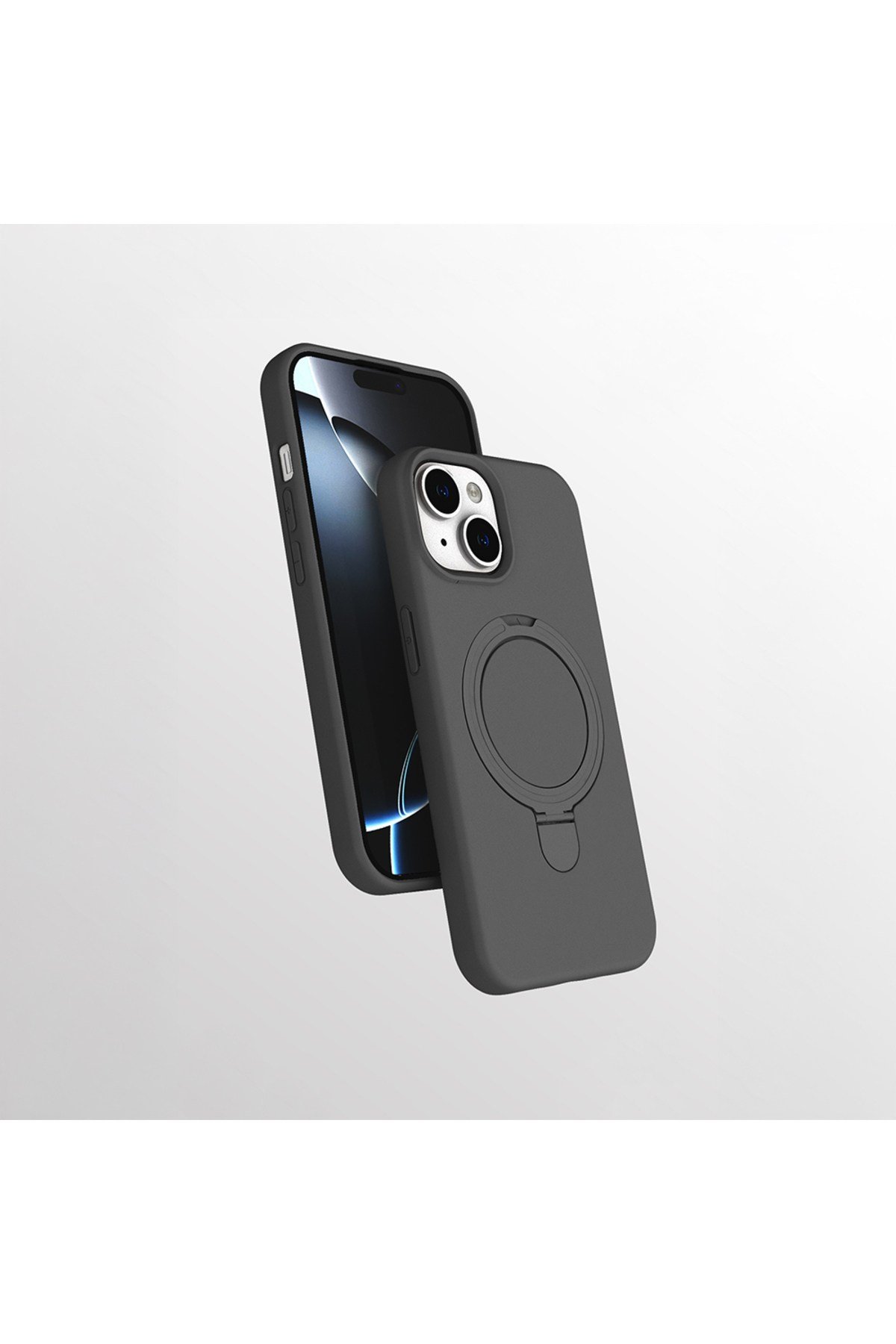 iPhone 13 Kılıf M-safe Şarj Özellikli Standlı NVTH Samara Kapak - Lacivert