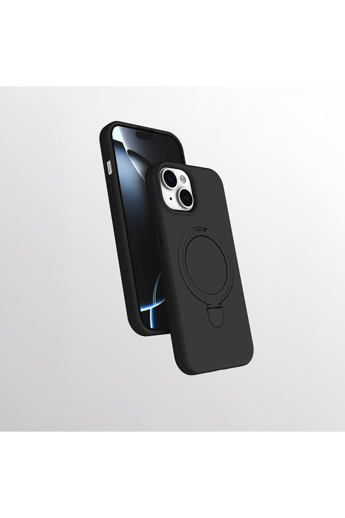 iPhone 13 Kılıf M-safe Şarj Özellikli Standlı NVTH Samara Kapak - Siyah