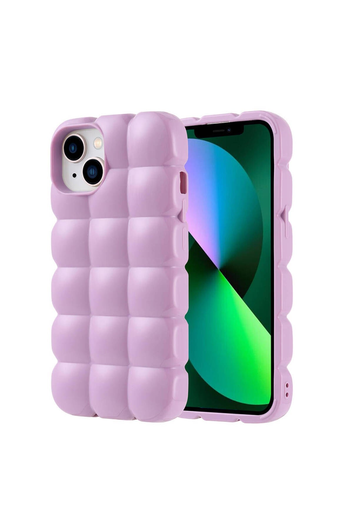 iPhone 13 Kılıf Parlak Esnek Silikon NVTH Dom Dom Kapak - Lila