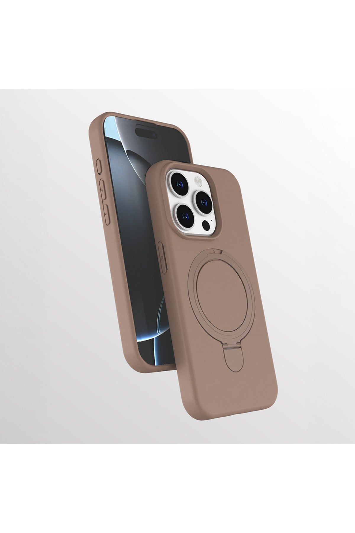 iPhone 13 Pro Max Kılıf M-safe Şarj Özellikli Standlı NVTH Samara Kapak - Desert Gold