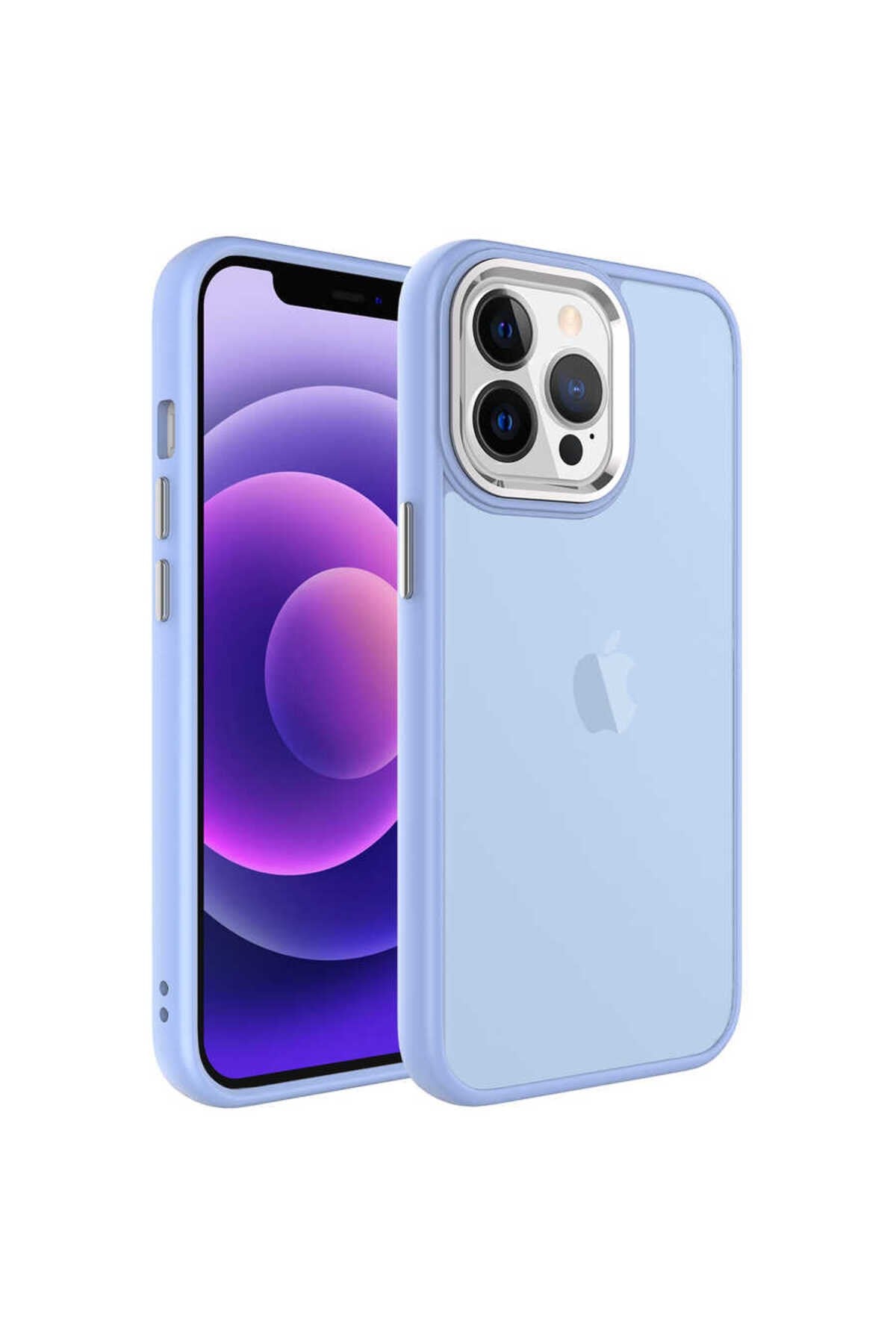 iPhone 13 Pro Max Uyumlu Buzlu Sert PC NVTH May Kılıf-Lila