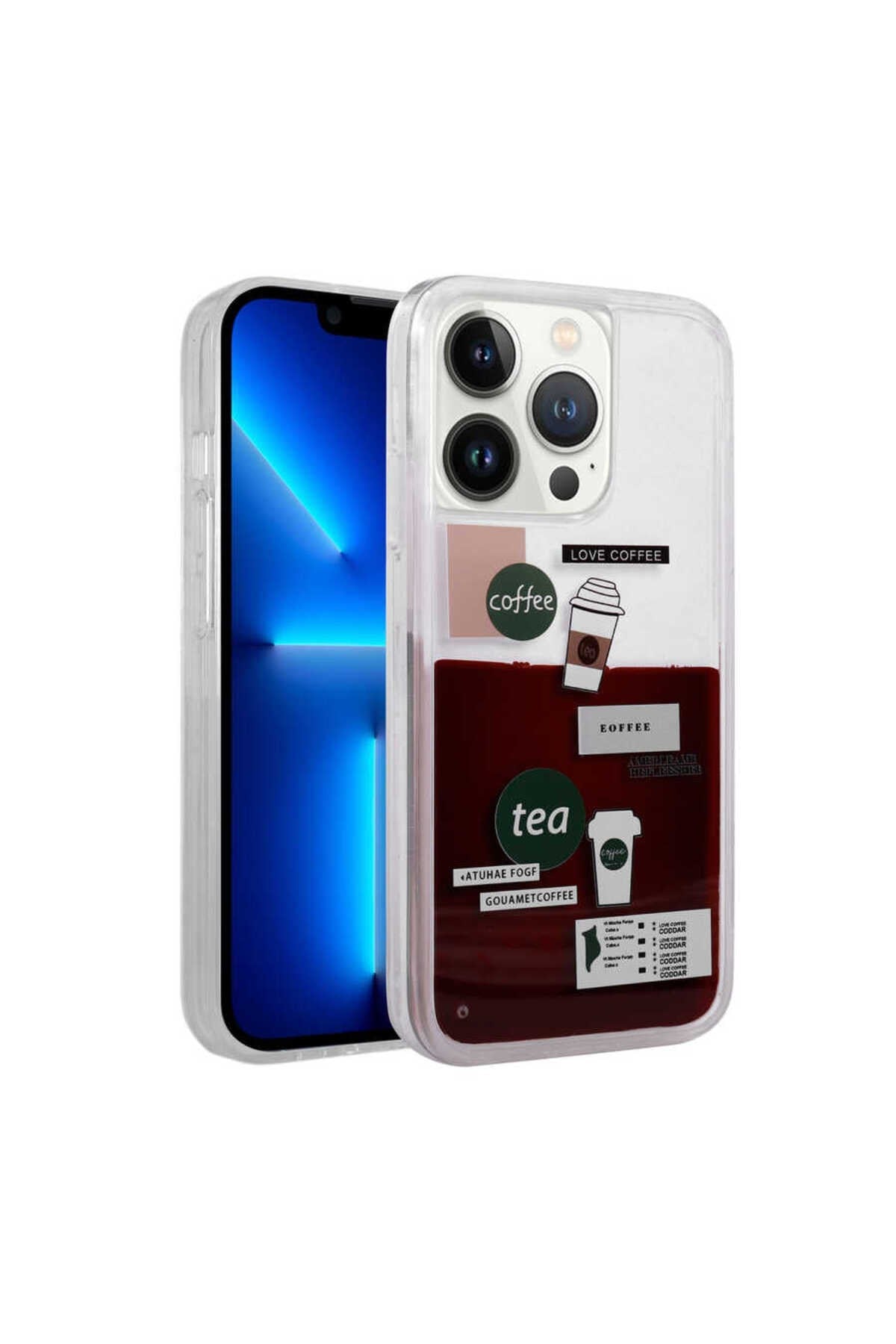 iPhone 13 Pro Max Uyumlu Desenli Sıvılı NVTH Drink Silikon Kılıf-NO2