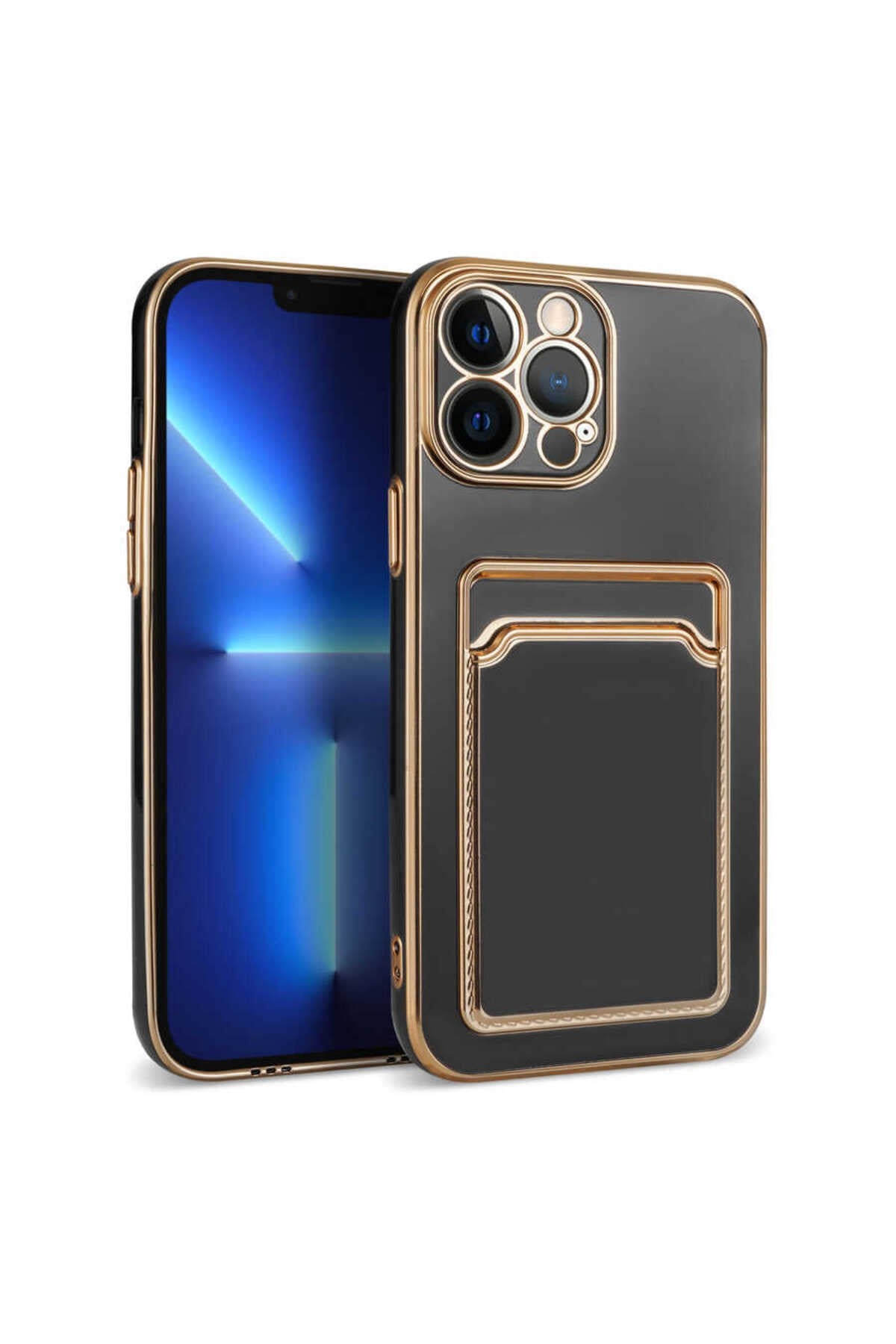 iPhone 13 Pro Max Uyumlu NVTH Bark Kartlıklı Kılıf-Siyah