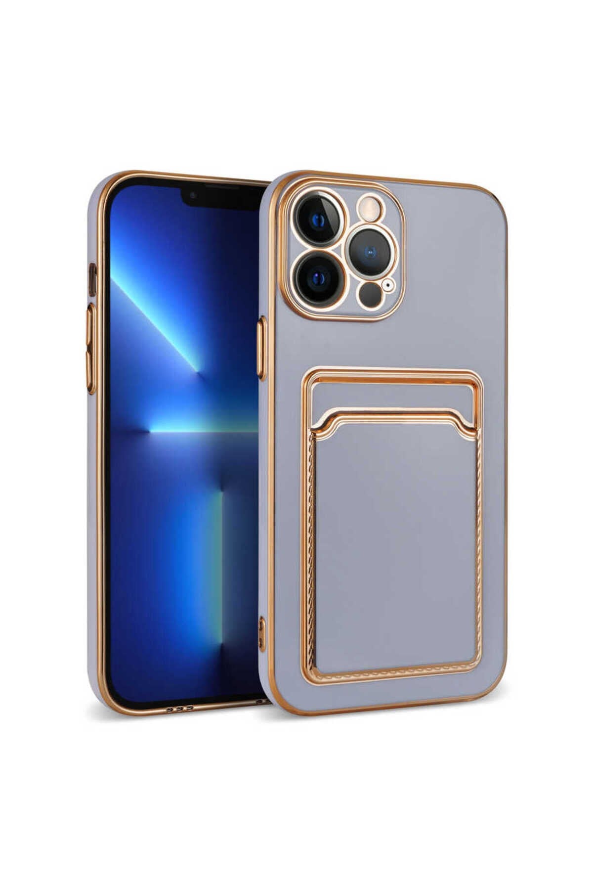 iPhone 13 Pro Max Uyumlu NVTH Bark Kartlıklı Kılıf-Lila