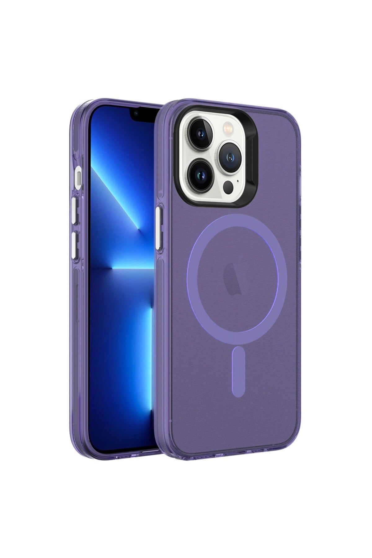 iPhone 13 Pro Max Uyumlu NVTH Magsafe Şarj Özellikli Buzlu Transparan C-Pro Sert Kılıf-Derin M