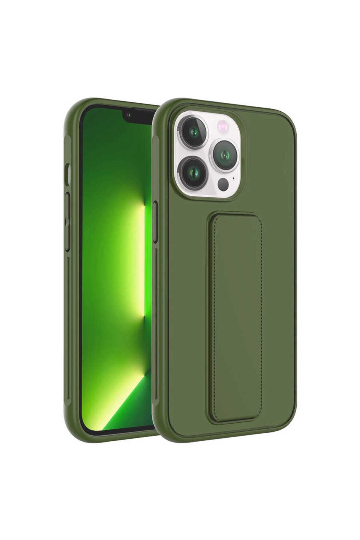 iPhone 13 Pro Max Uyumlu NVTH Qstand Kılıf-Koyu Yeşil