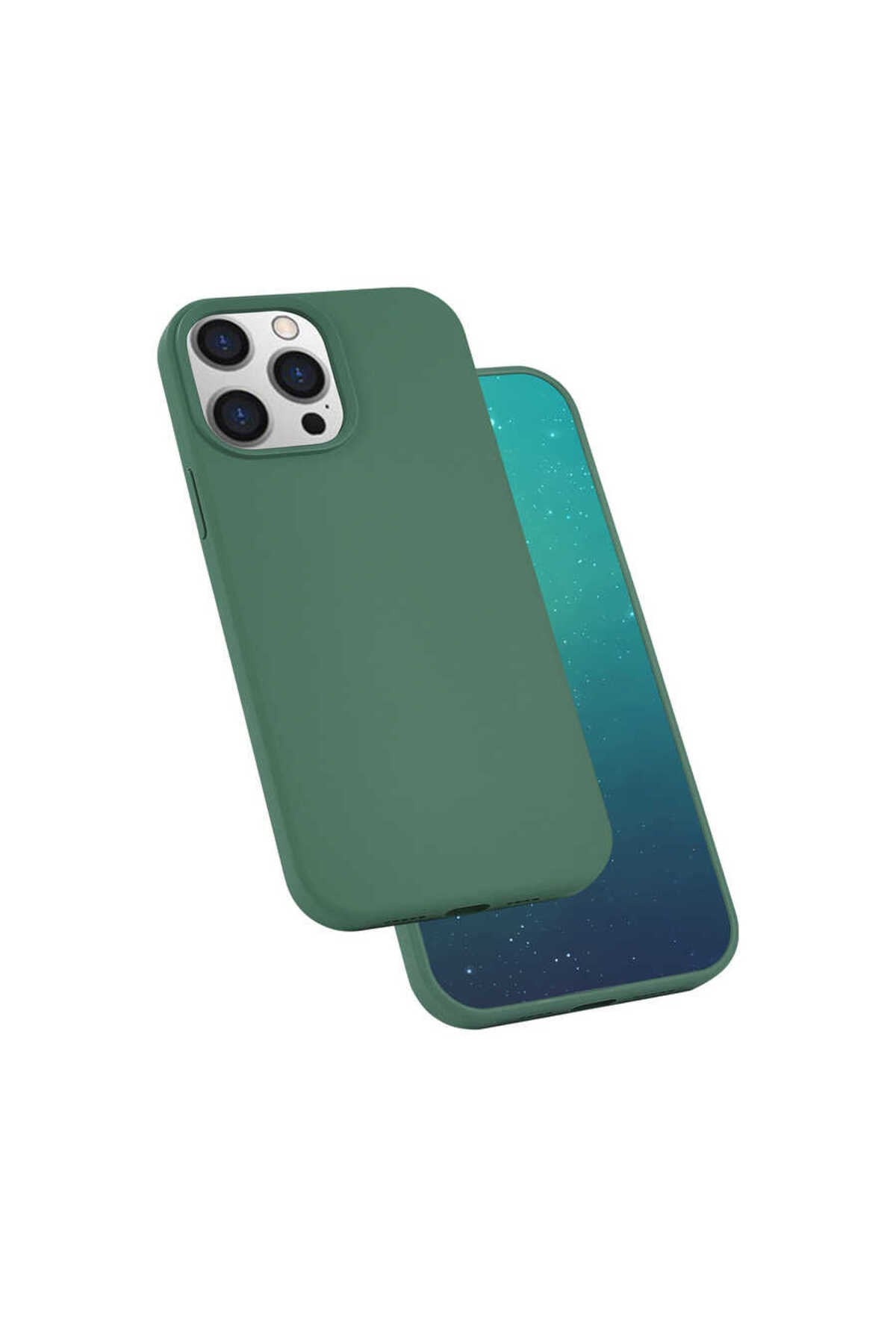 iPhone 13 Pro Max Uyumlu NVTH Silk Silikon-Koyu Yeşil