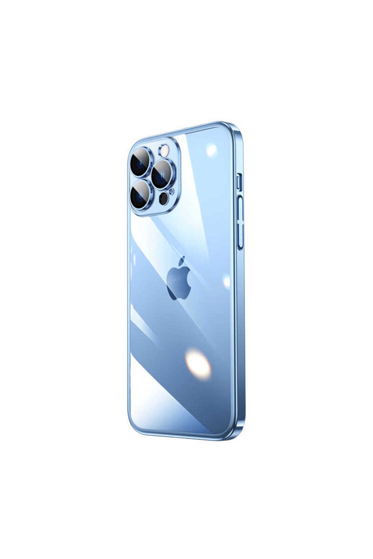 iPhone 13 Pro Max Uyumlu Sert PC Renkli Çerçeveli NVTH Riksos Kılıf-Mavi
