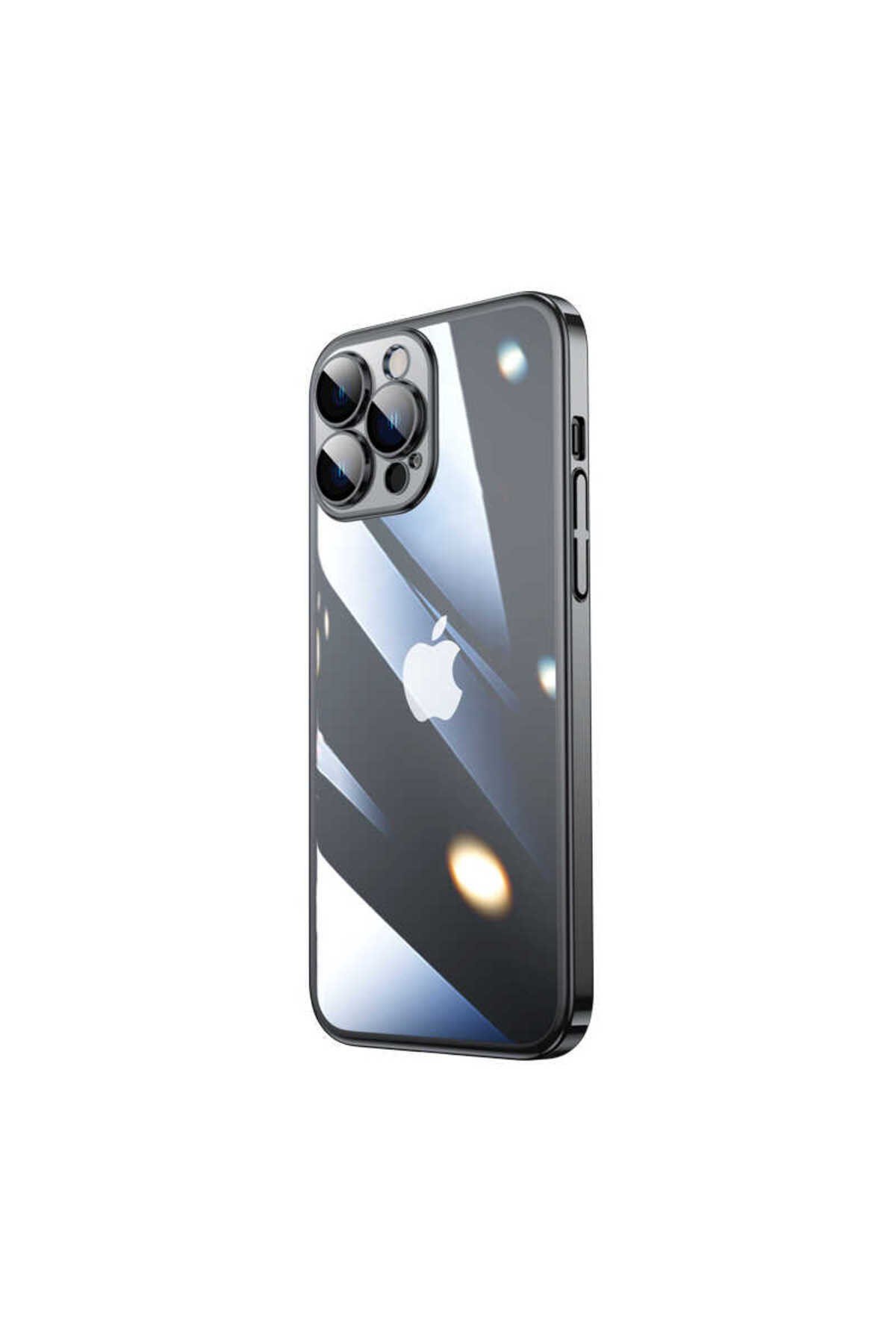 iPhone 13 Pro Max Uyumlu Sert PC Renkli Çerçeveli NVTH Riksos Kılıf-Siyah