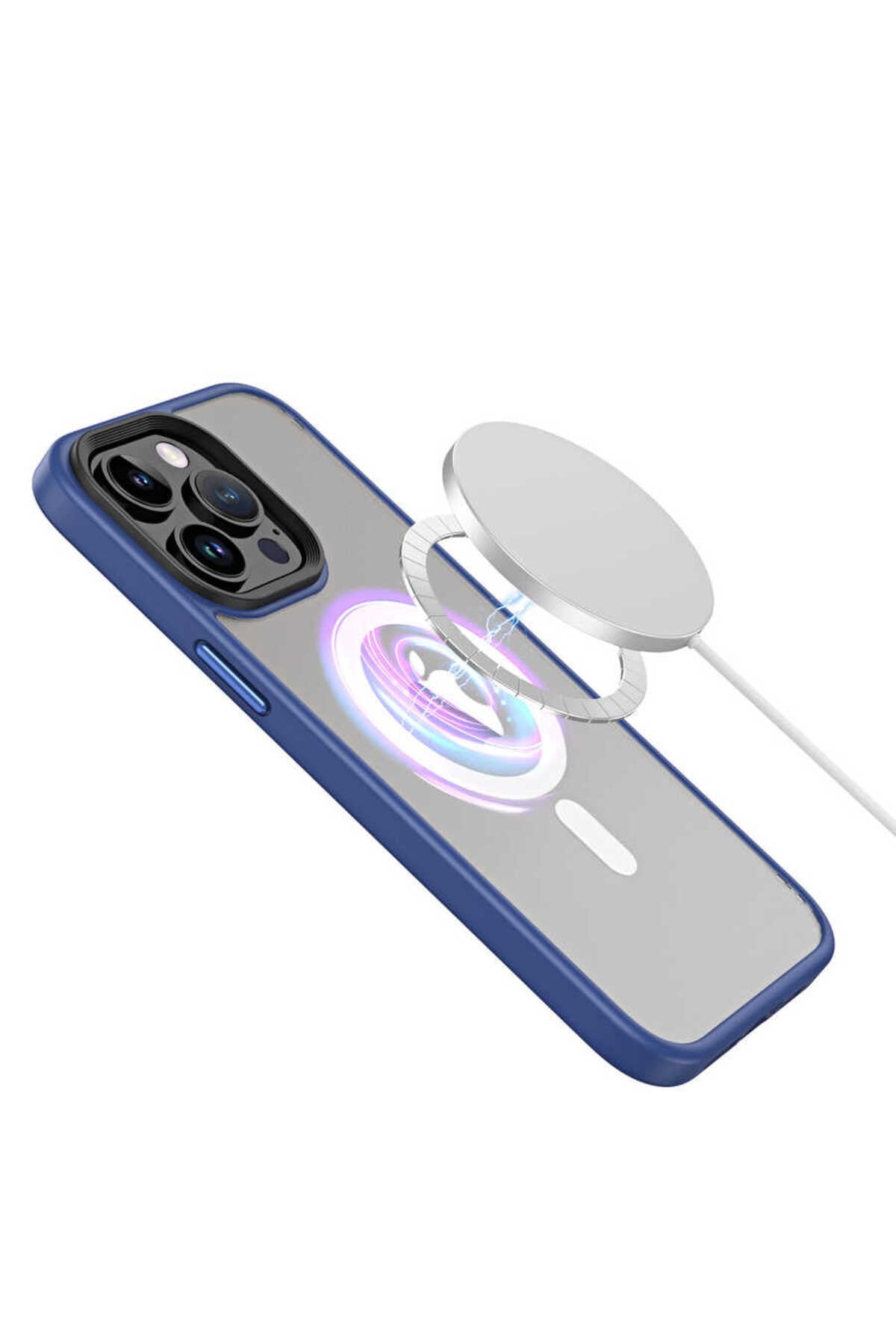iPhone 13 Pro Max Uyumlu Wireless Şarj Özellikli NVTH Hibrit Magsafe Kılıf-Renksiz