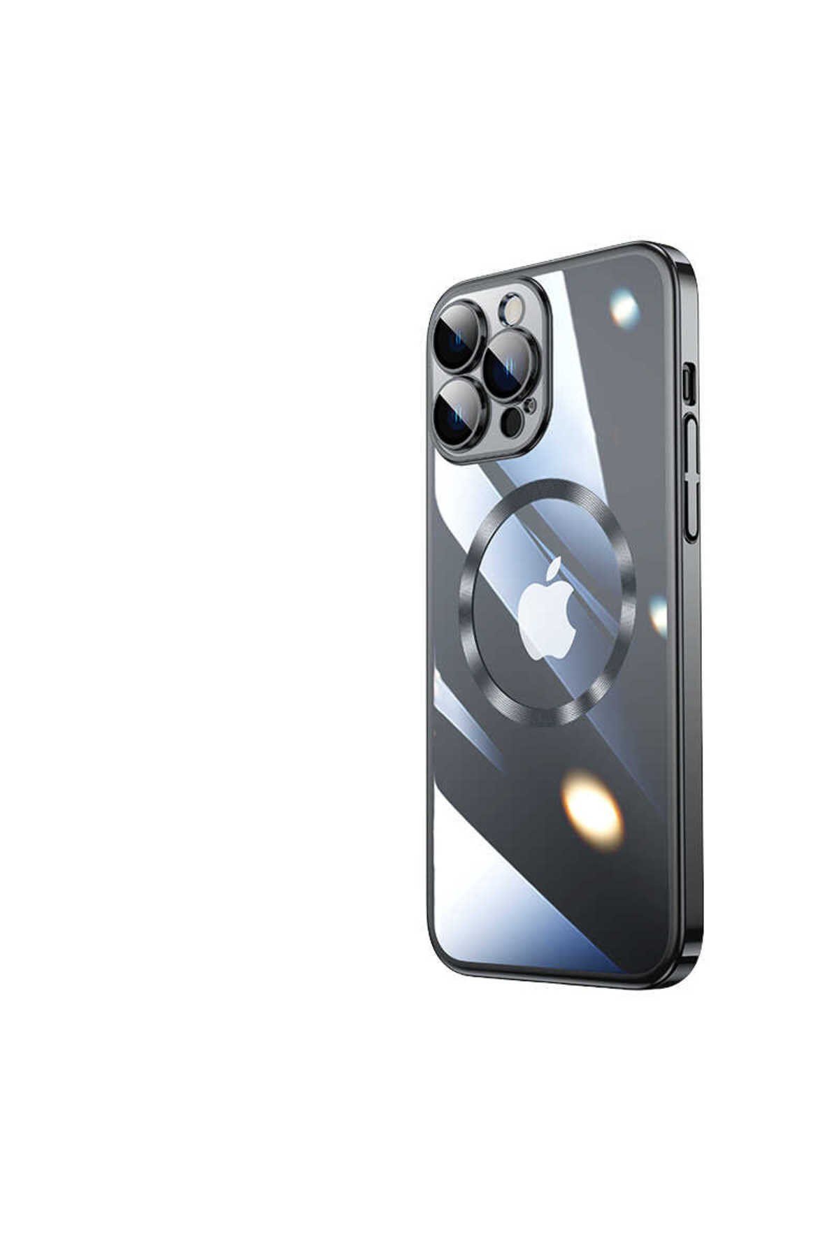 iPhone 13 Pro Max Uyumlu Wireless Şarj Özellikli Sert PC NVTH Riksos Magsafe Kılıf-Siyah