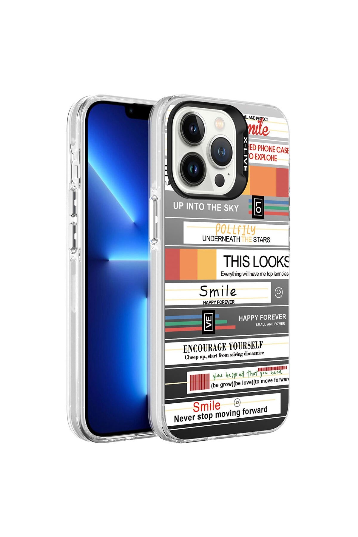 iPhone 13 Pro Uyumlu Desenli NVTH Silver Sert Kılıf-Mottolar
