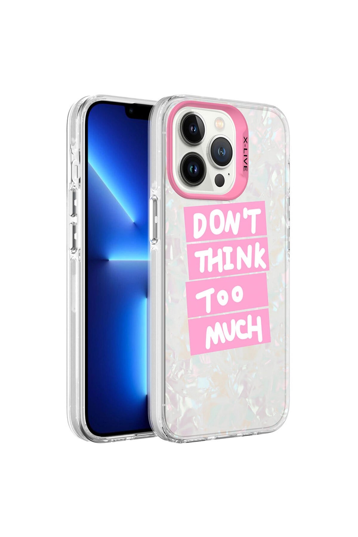iPhone 13 Pro Uyumlu Mermer Desenli NVTH Marbello Kılıf-Pembe