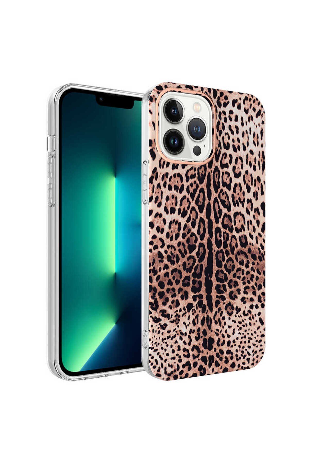 iPhone 13 Pro Uyumlu NVTH Bella Kılıf-Leopar