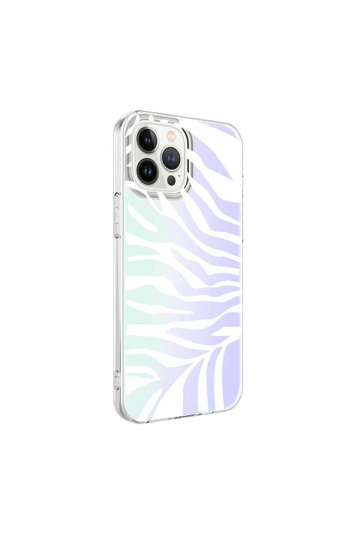 iPhone 13 Pro Uyumlu NVTH M-Blue Desenli Kılıf-Zebra No1