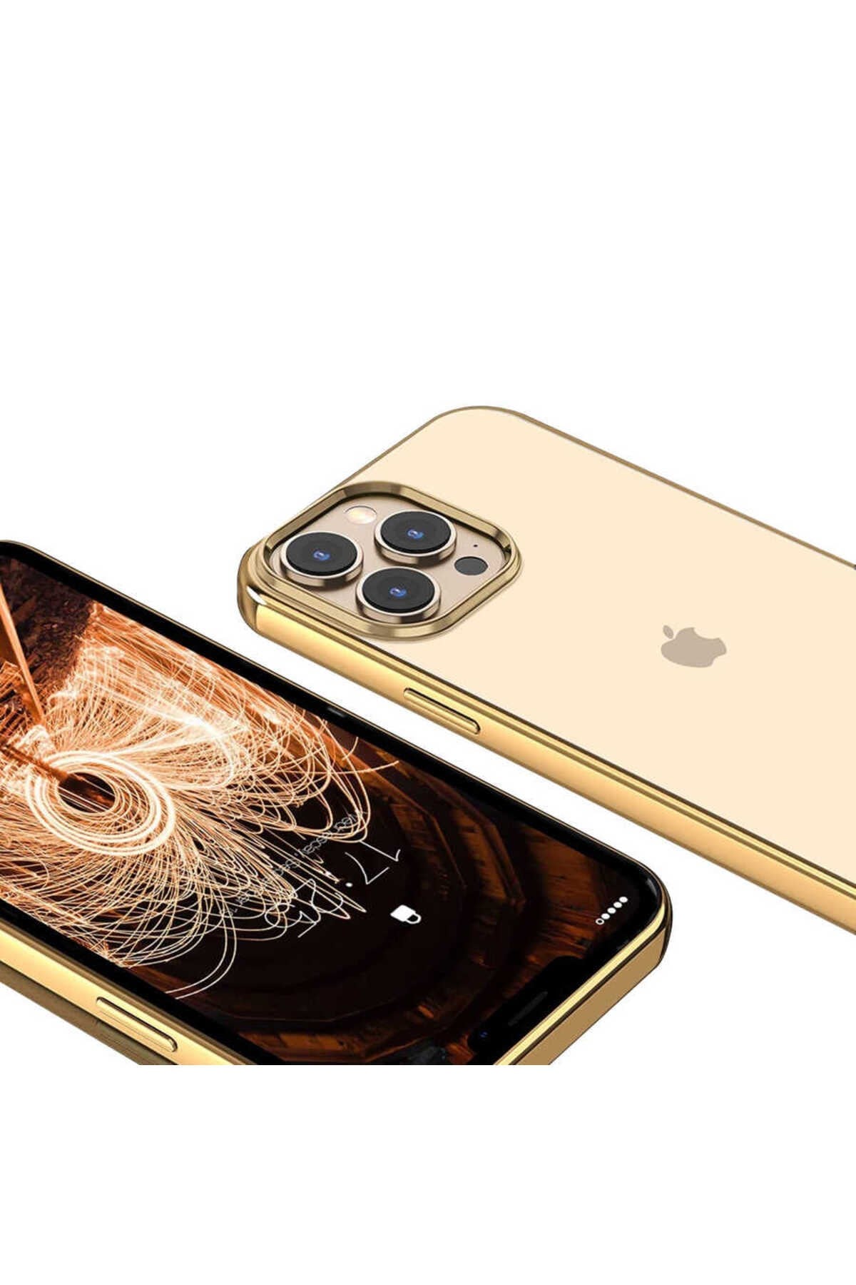 iPhone 13 Pro Uyumlu NVTH Pixel Kılıf-Gold