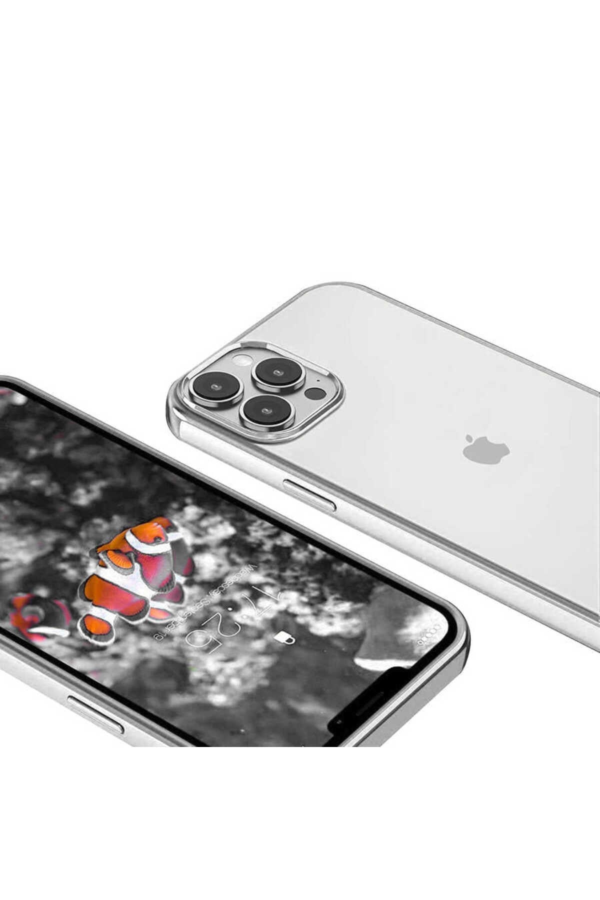 iPhone 13 Pro Uyumlu NVTH Pixel Kılıf-Gümüş